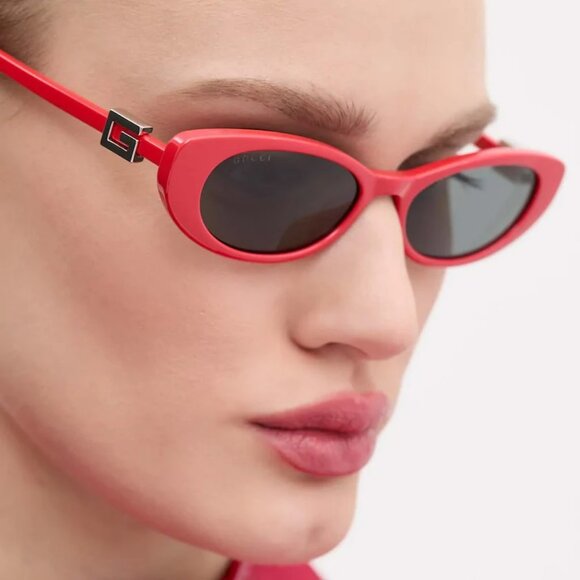 Gucci GG1680S 005 Men BRAND NEW Sunglasses Red Grey Cat Eye - Picture 6 of 12